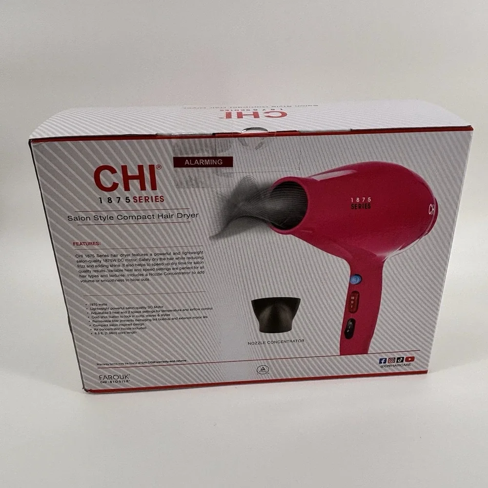 CHI 1875 Series Pink Salon Style‎ Compact Hair Dryer Powerful and Light Weight